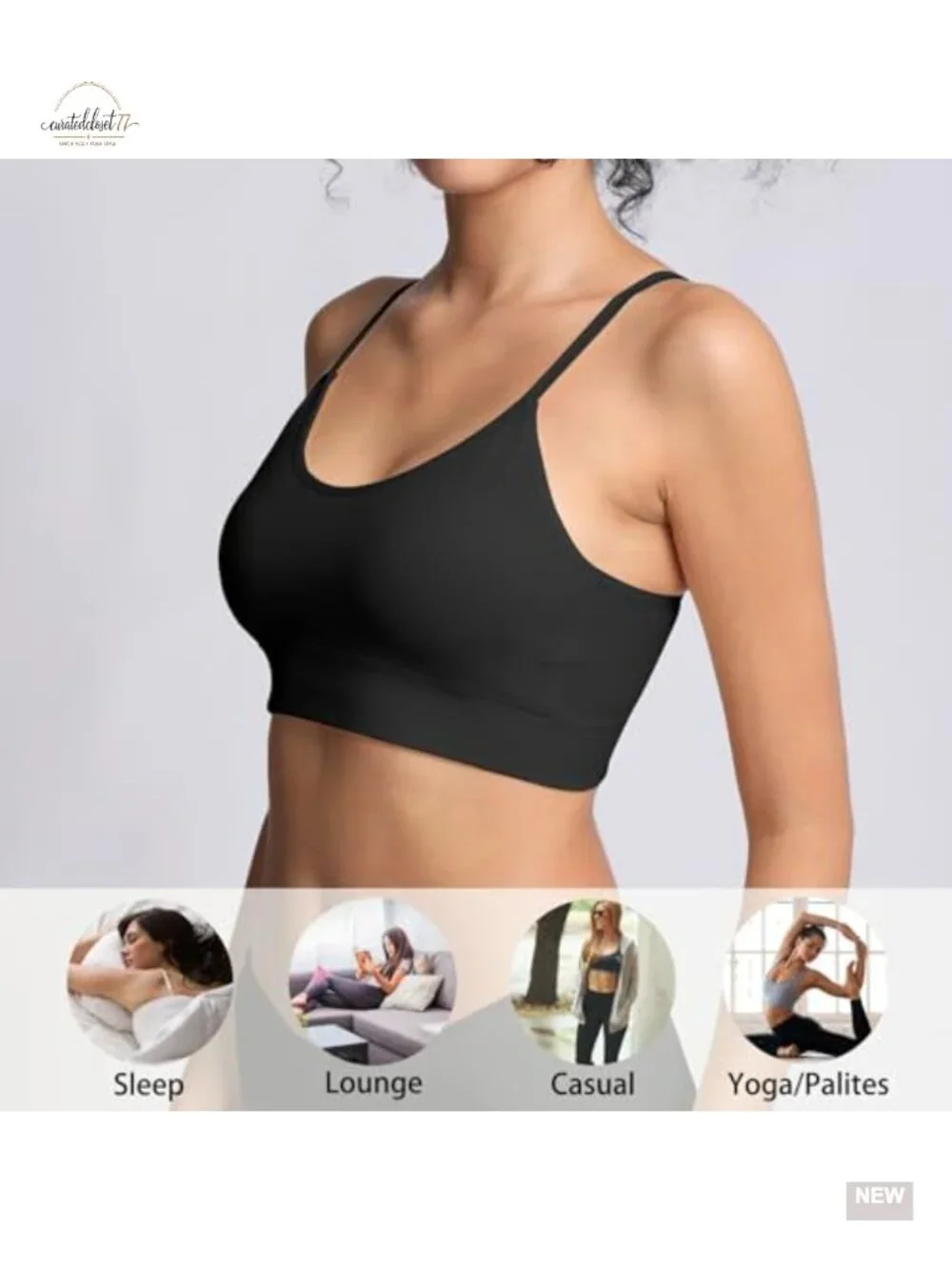 Ribbed Bralette with Support Seamless Sports Wireless No Pad Sleep Bra